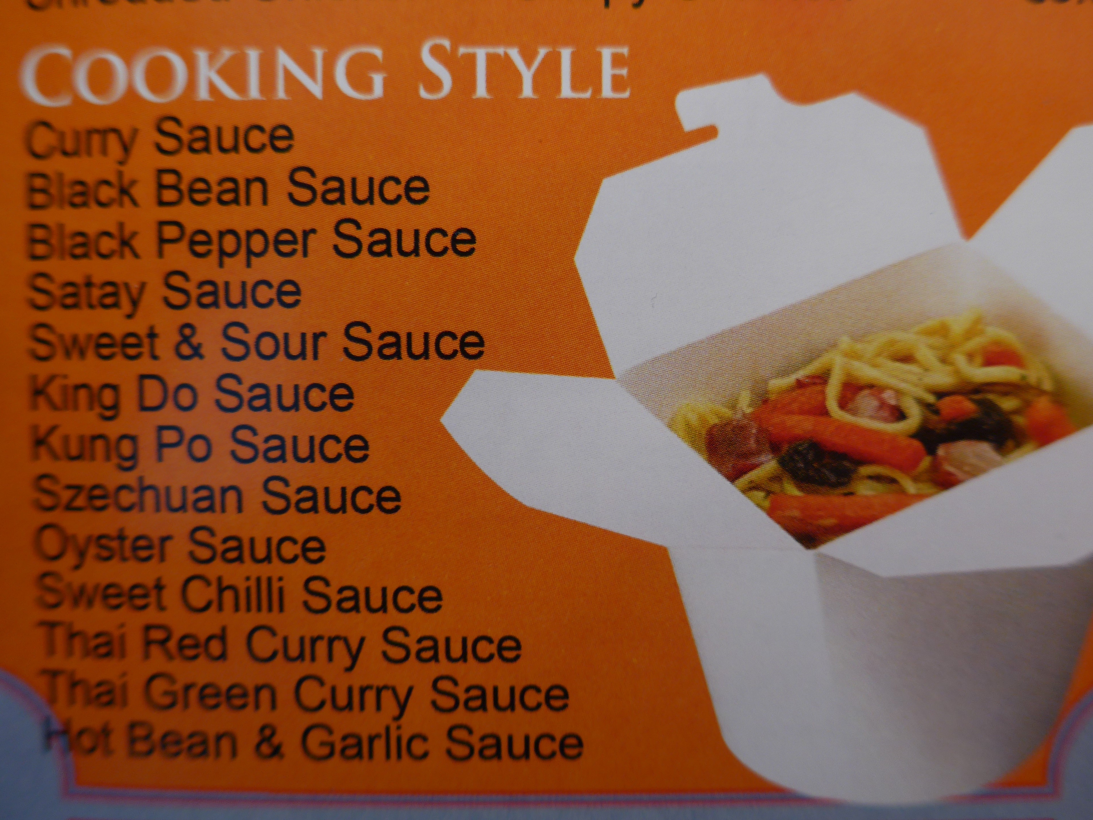 Chinese take-away menu