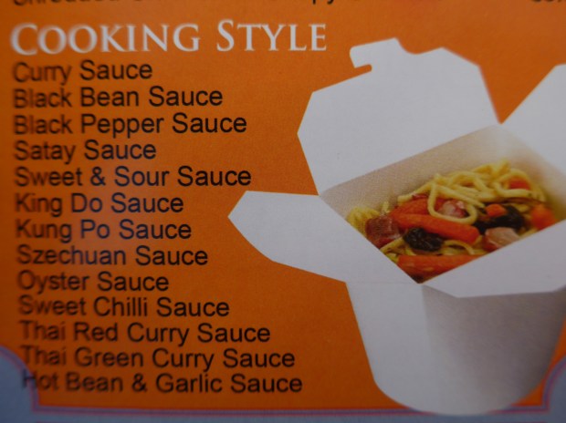 Chinese take-away menu